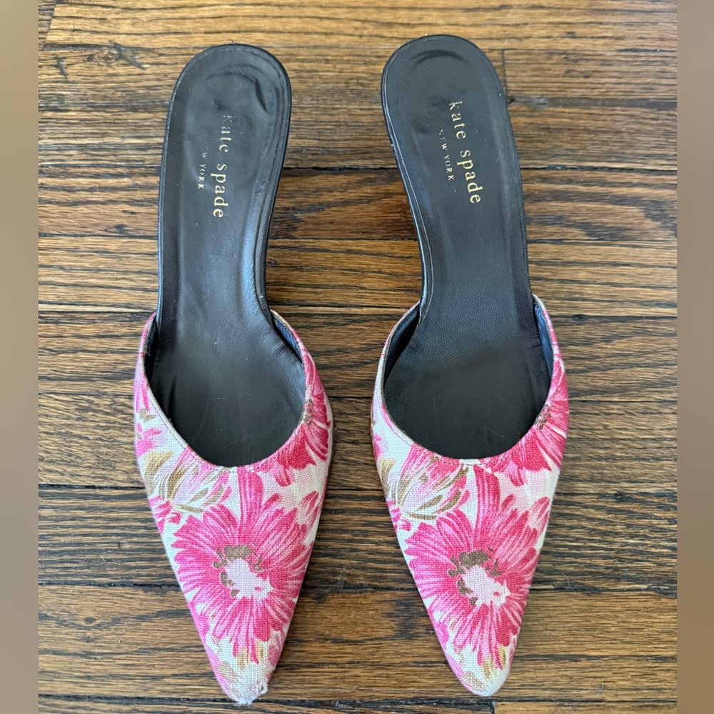 Kate Spade Pink Floral Kitten Heel